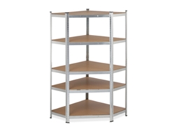 Relaxdays Estante De Canto Pesada, Galvanizada, Capacidade 875 Kg, 181x128x92 Cm, 5 Prateleiras, Aço, Prata