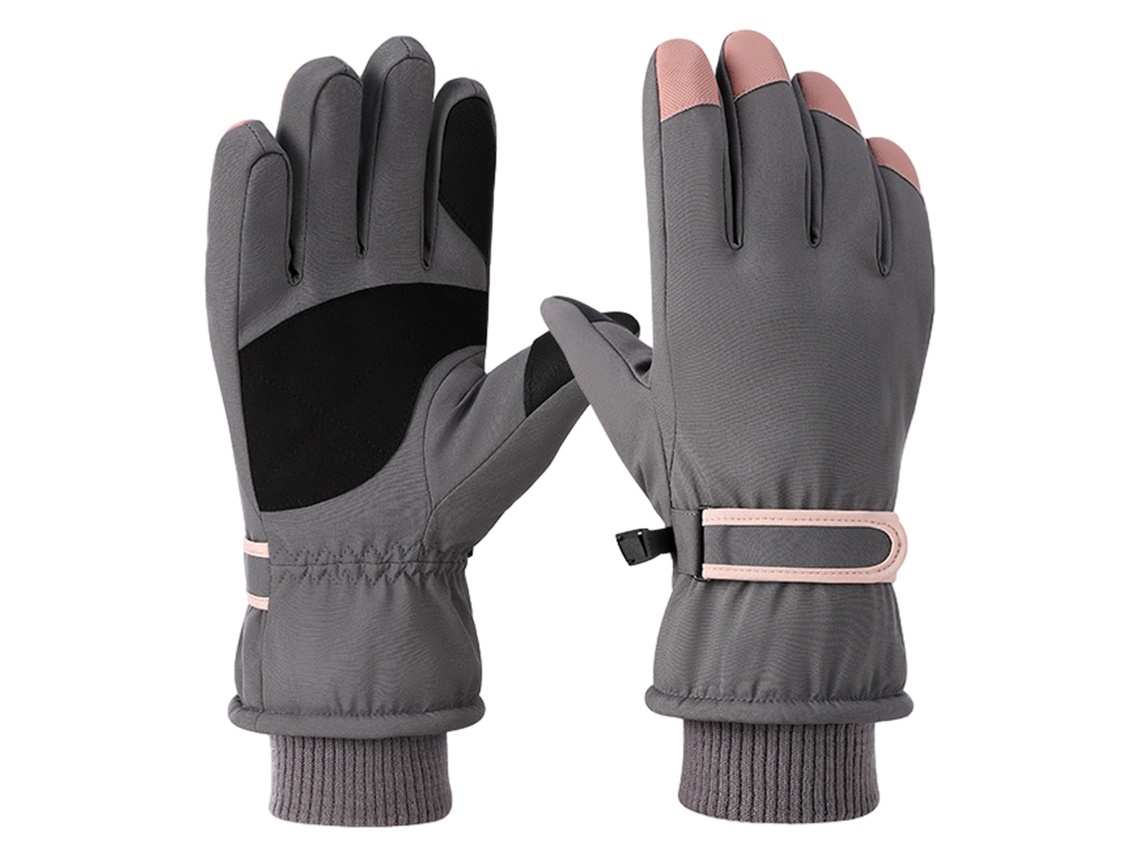 NEVEANCE Guantes de esquí unisex rosa y gris, impermeables y cálidos para invierno, montañismo y senderismo