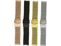 Pulseira De Relógio Em Aço Inoxidável Preto Com Padrão Milanês Para Homens E Mulheres.