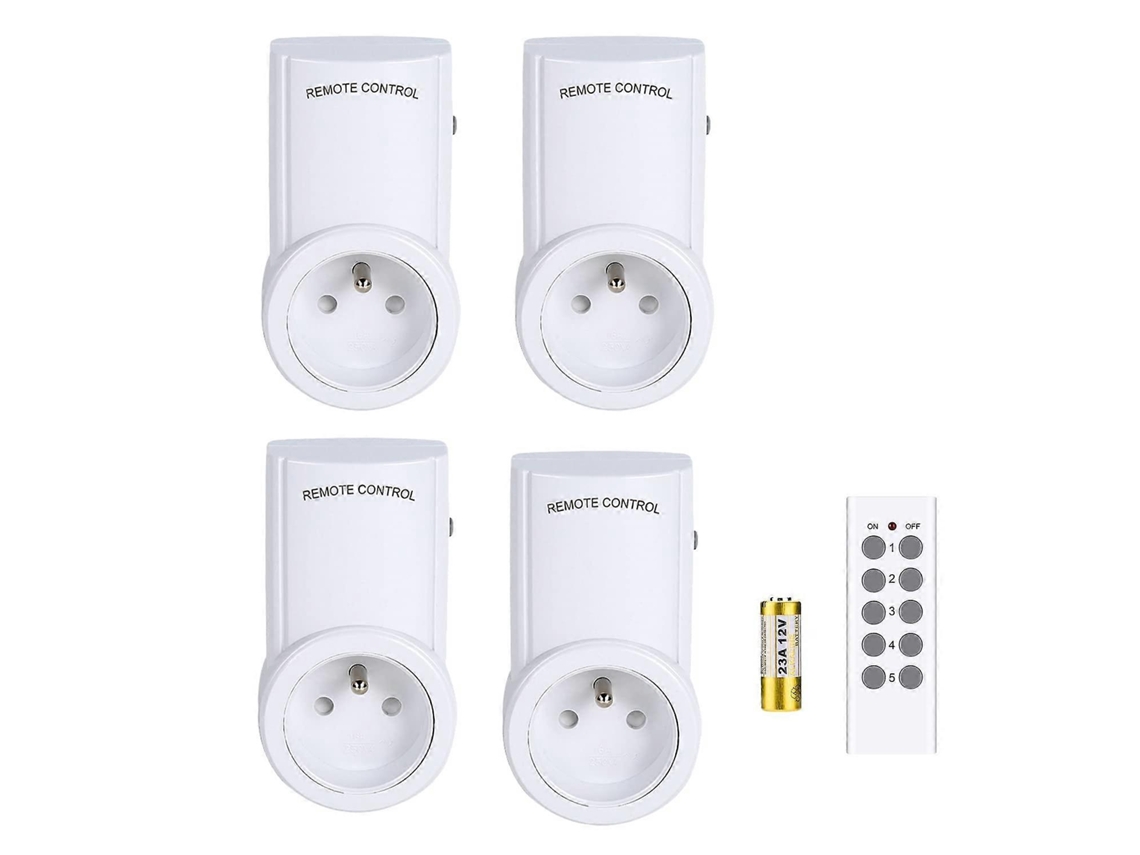 Conjunto De 4 Enchufes Inteligentes Programables Con Control Remoto Inalámbrico Para Encendido/apagado Y Automatización De Energía