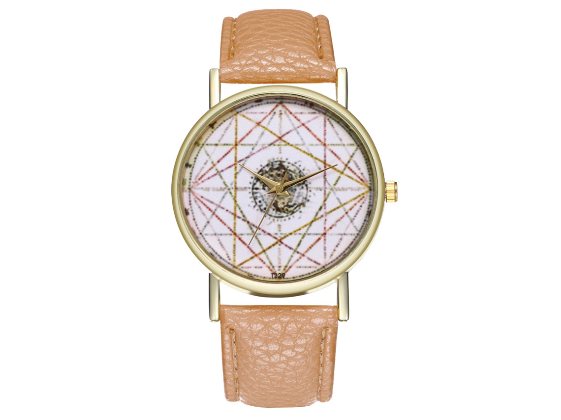Reloj De Pulsera Analógico De Cuarzo Con Elegante Correa De Pu Para Mujer Y Hombre (beige)