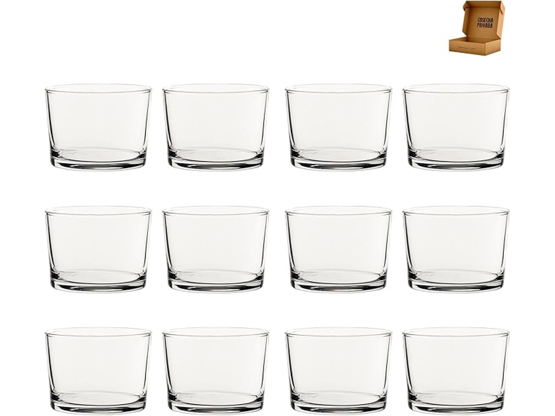 12 Vasos De Sidra 22cl- Pack De Vasos Para Agua Y Bebidas, Ligeros Y Resistentes (transparente, 22 Cl)