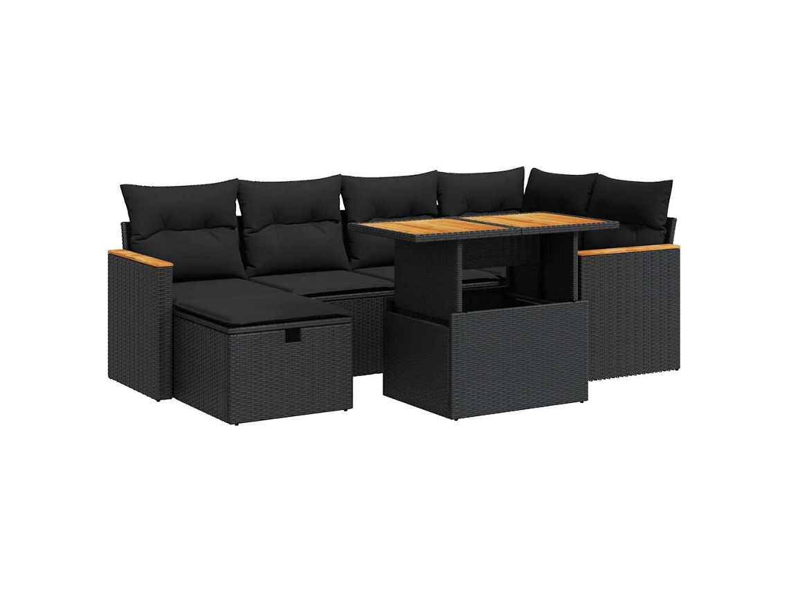 Maison Exclusive - Set De Sofás De Jardín Y Cojines 8 Piezas Ratán Sintético Negro