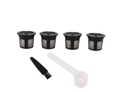 4pcs Cápsulas De Café Reutilizáveis Com Filtro, Pincel E Colher Branca Eco-friendly Para Café