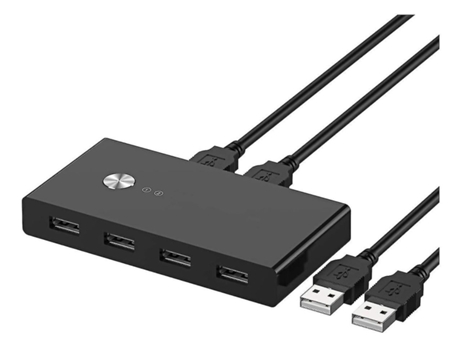 Conmutador Usb 4 Puertos para 2 Pcs 2 Entradas 4 Salidas Conmutador Kvm Usb para Impresora Teclado Ratón Llave Usb Disco Duro Externo Escáner 2 BIS...
