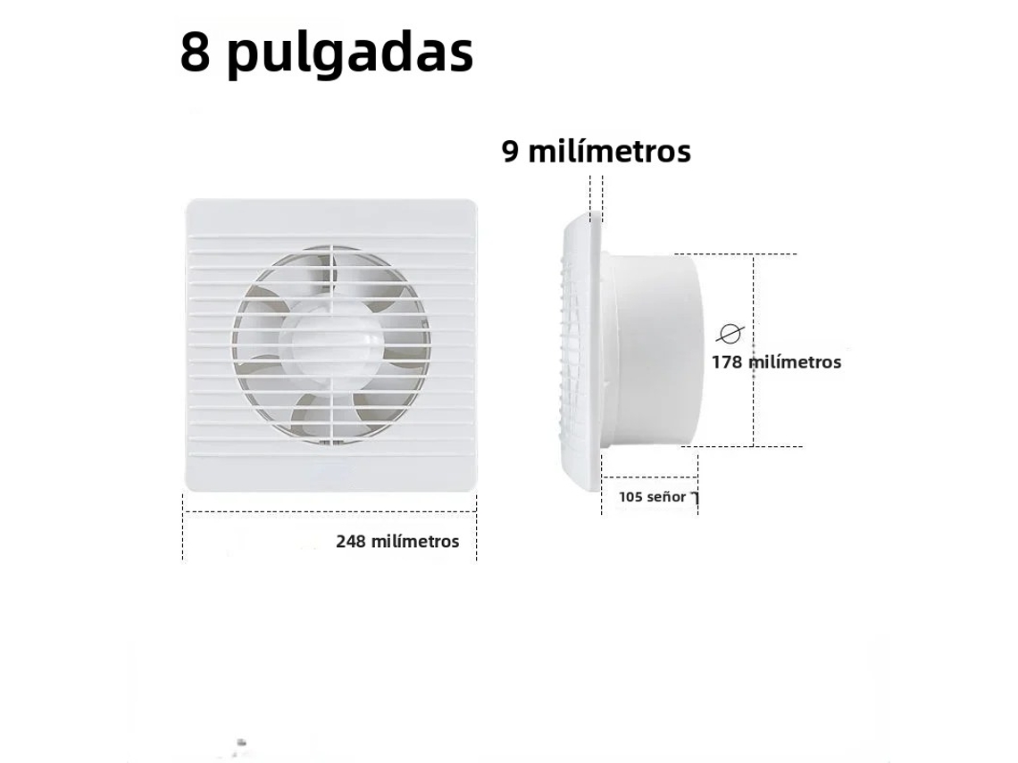 (8 Pulgadas) Extractor De Aire Para Baño Potente Y Silencioso