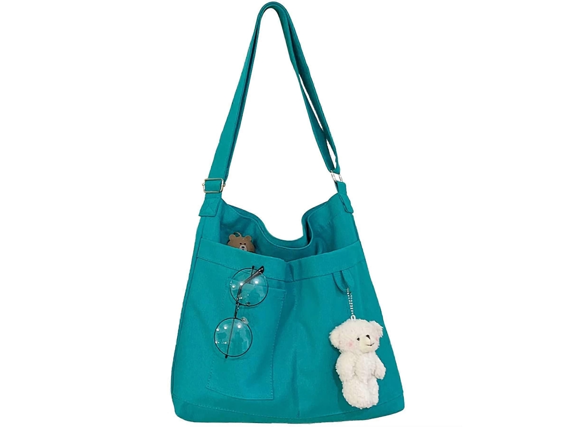 Bolso bandolera de lona con cremallera, bolso cruzado para mujer, reutilizable y lavable, para la playa, compras, plegable, estilo hobo ecológico, GOKOCO