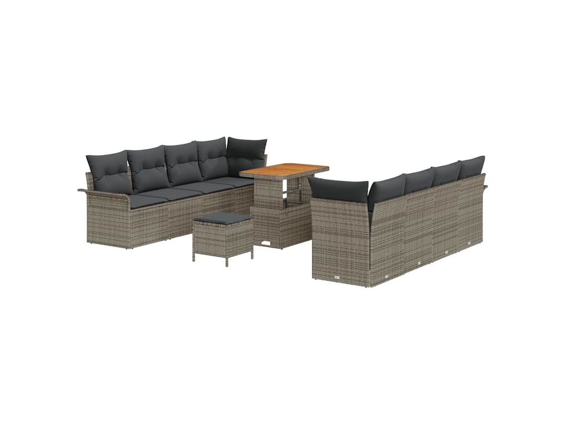 Maison Exclusive - Conjunto de sofás de jardín con cojines, 11 piezas, gris