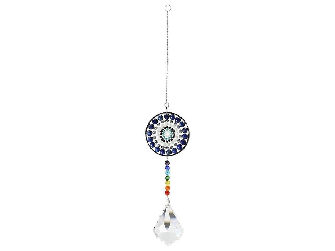 Carrillón de viento Mandala de cristal que forma un arcoíris, adorno para colgar en la pared del hogar.