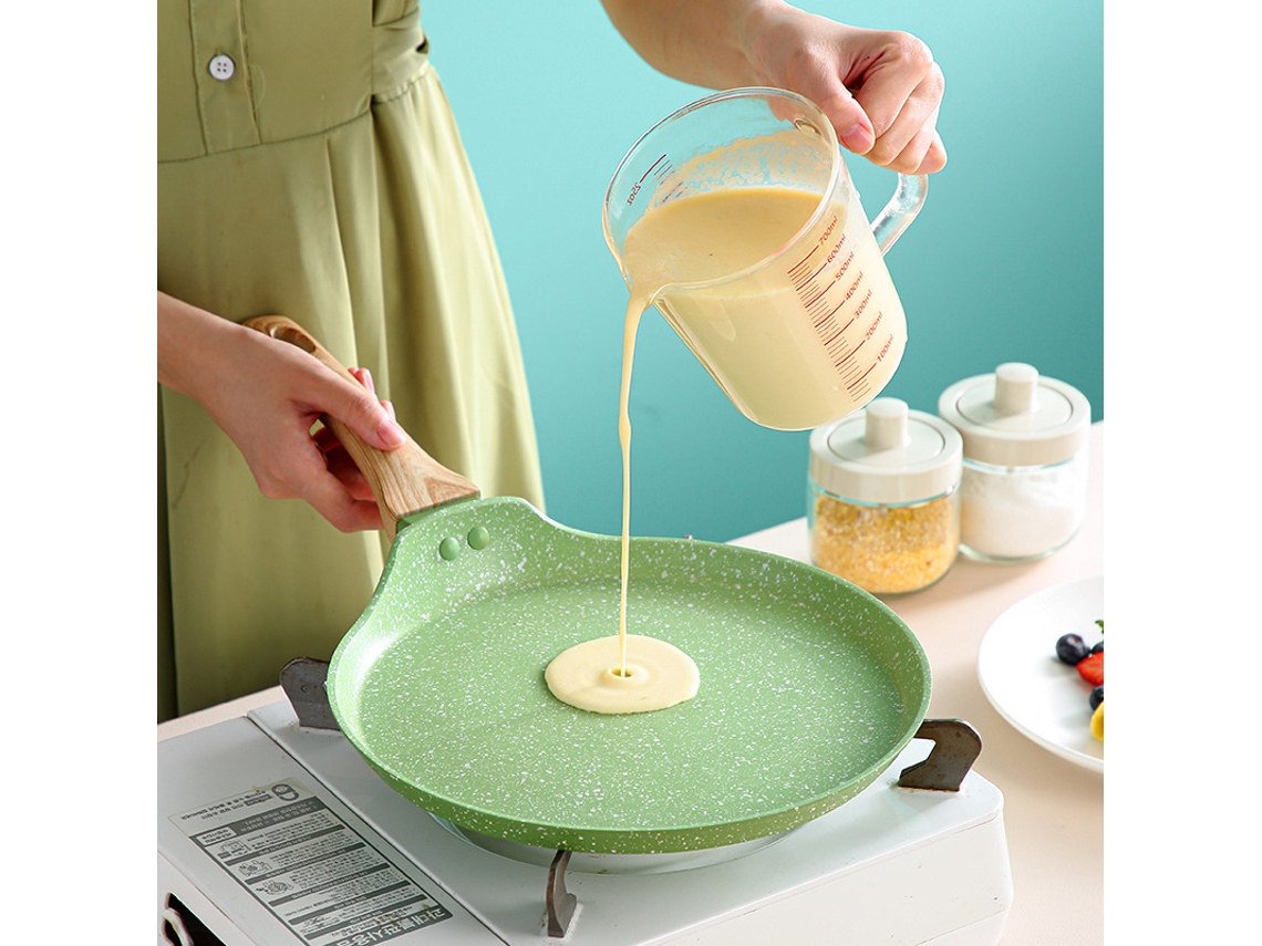 JILLIOPER Nueva Verde, Sartén Antiadherente para Crepes, Revestimiento de Granito Suizo, Olla para Dosa, Panqueca Plana, Tawa, Plancha con Mango Refrigente, Com