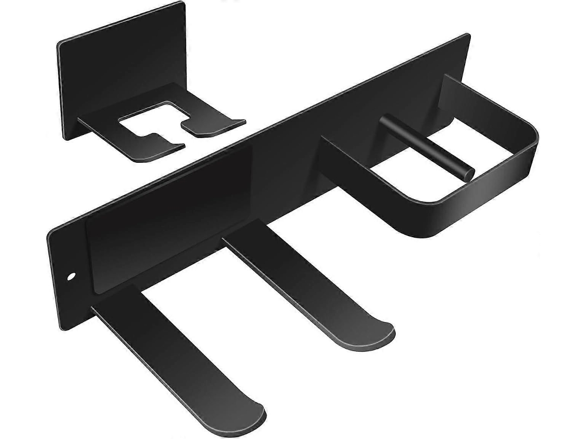 Soporte de pared para secador de pelo, no requiere taladrar, acero inoxidable, universal, para secador de pelo. GOKOCO (negro)