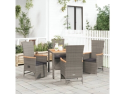 Conjunto de comedor de jardín DKD Home Decor de 5 piezas con cojines, ratán gris