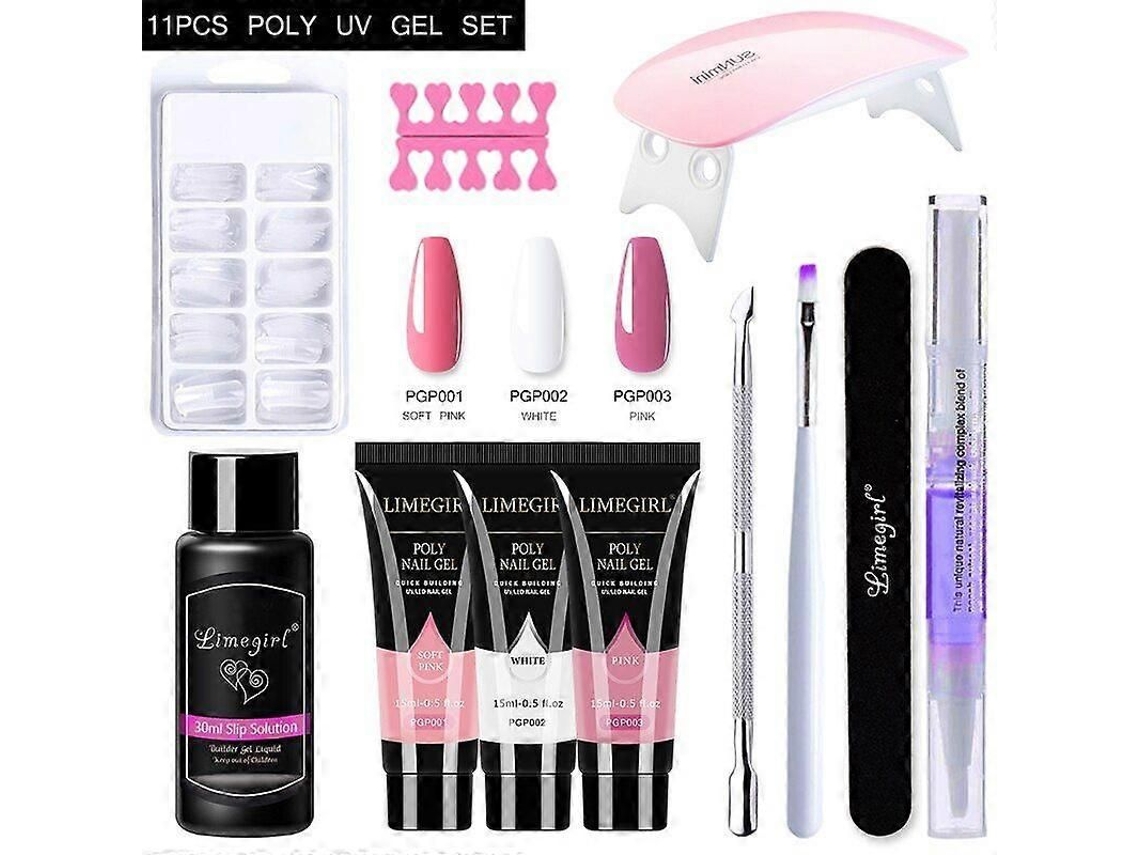 Kit de Extensão de Unhas em Gel Acrílico com Glitter, Lâmpada Uv, Kit de Manicure GOKOCO