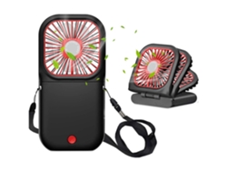 (negro) Ventilador De Cuello Manos Libres - Silencioso - Plegable - Carga Usb - Velocidad Ajustable - Batería De 3000 Mah
