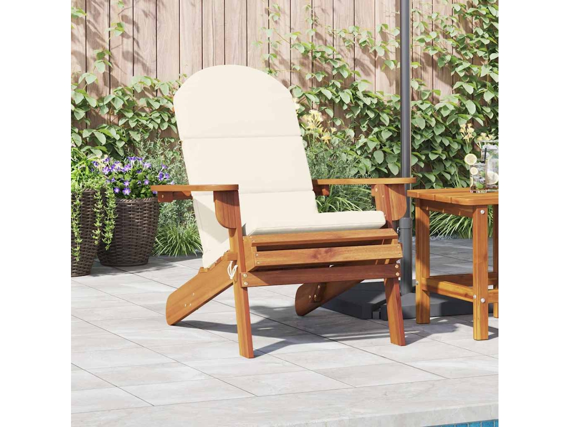 Silla de jardín | Silla Adirondack de exterior con cojines de madera maciza de acacia