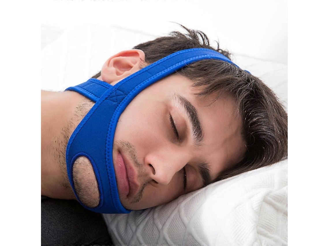 Correa De Barbilla Ajustable Anti Ronquidos Para Dormir Con Posicionamiento Ideal De Mandíbula Y Confort Suave Azul