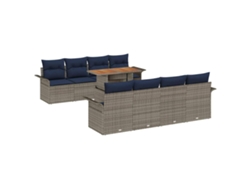 Maison Exclusive - Conjunto De Sofá De Jardín 9 Pcs Gris Poliratán