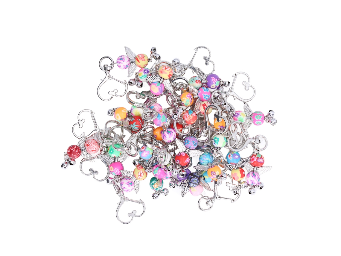 Colgante de llave con forma de ala de ángel, metal, 30 piezas con perlas, decorativo