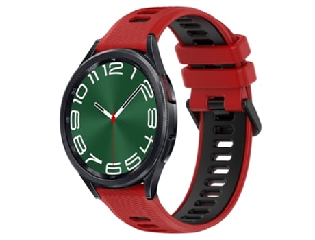 Correa de reloj inteligente para Samsung Galaxy Watch 6 Classic 47 mm 20 mm Correa deportiva de silicona bicolor (rojo + negro)