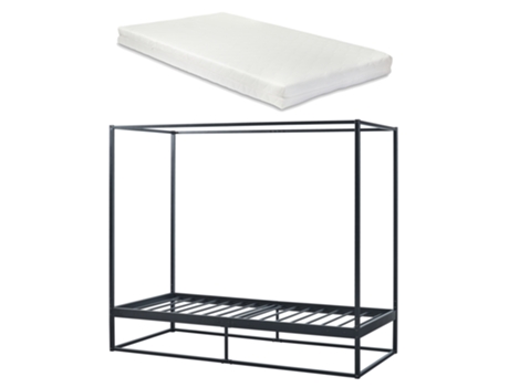 Cama con Dosel Kristianstad [ES.CASA] Metal Negro (206x95x180cm)