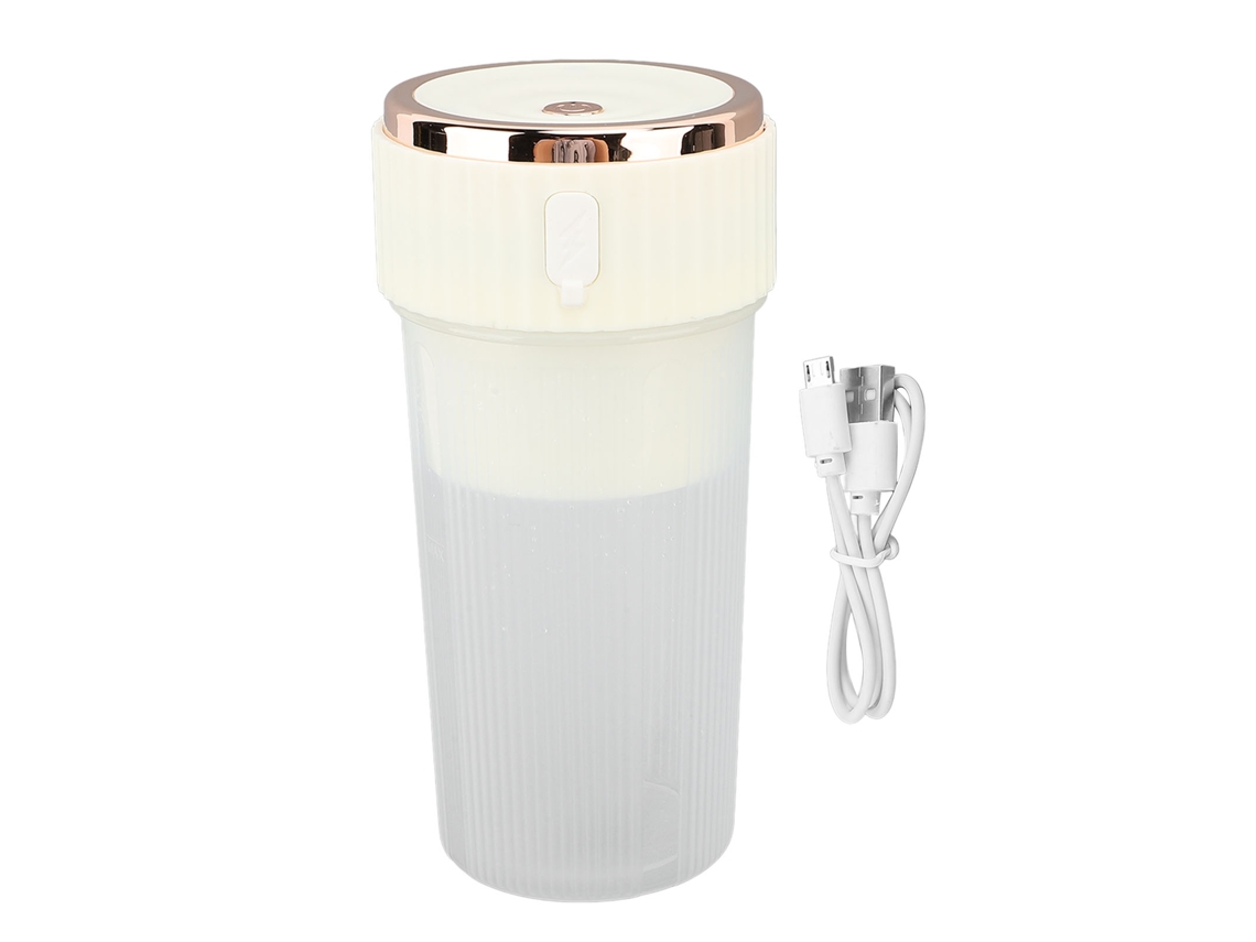 Liquidificador Portátil Sem Fio 300ml 1500mah Usb Lâminas 3d 22000rpm Para Smoothies Sucos Bege