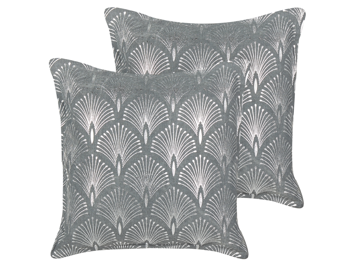 Juego de cojines decorativos hechos a mano BELIANI Hoya de Algodón Gris 45x45x6