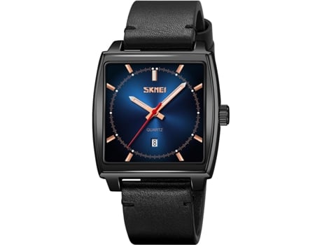 VEANXIN Reloj cuadrado para hombre con fecha Reloj de pulsera con correa de cuero resistente al agua-verde negro