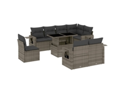 Maison Exclusive - Set De Muebles De Jardín 9 Pzas Y Cojines Ratán Sintético Gris
