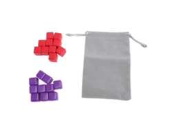 Conjunto De 20 Dados Em Plástico Brancos 16mm Diy 6 Lados Com Bolsa Para Jogos De Tabuleiro Vermelho Roxo
