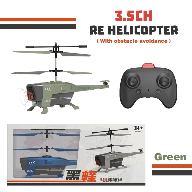Helicóptero teledirigido con luz LED, 3,5 canales, color verde, 2,4 g, con sistema eléctrico para evitar obstáculos.