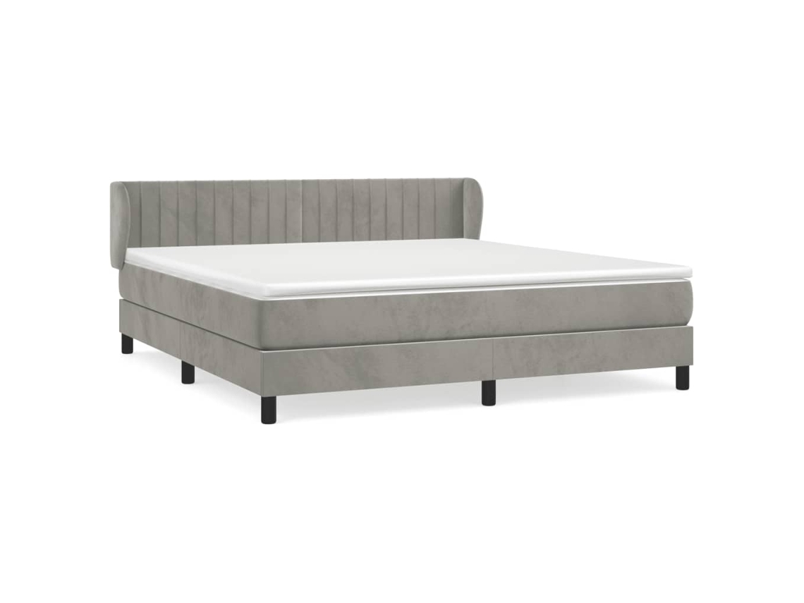 Maison Exclusive - Cama Box Spring Con Colchón Terciopelo Gris Claro 180x200 Cm
