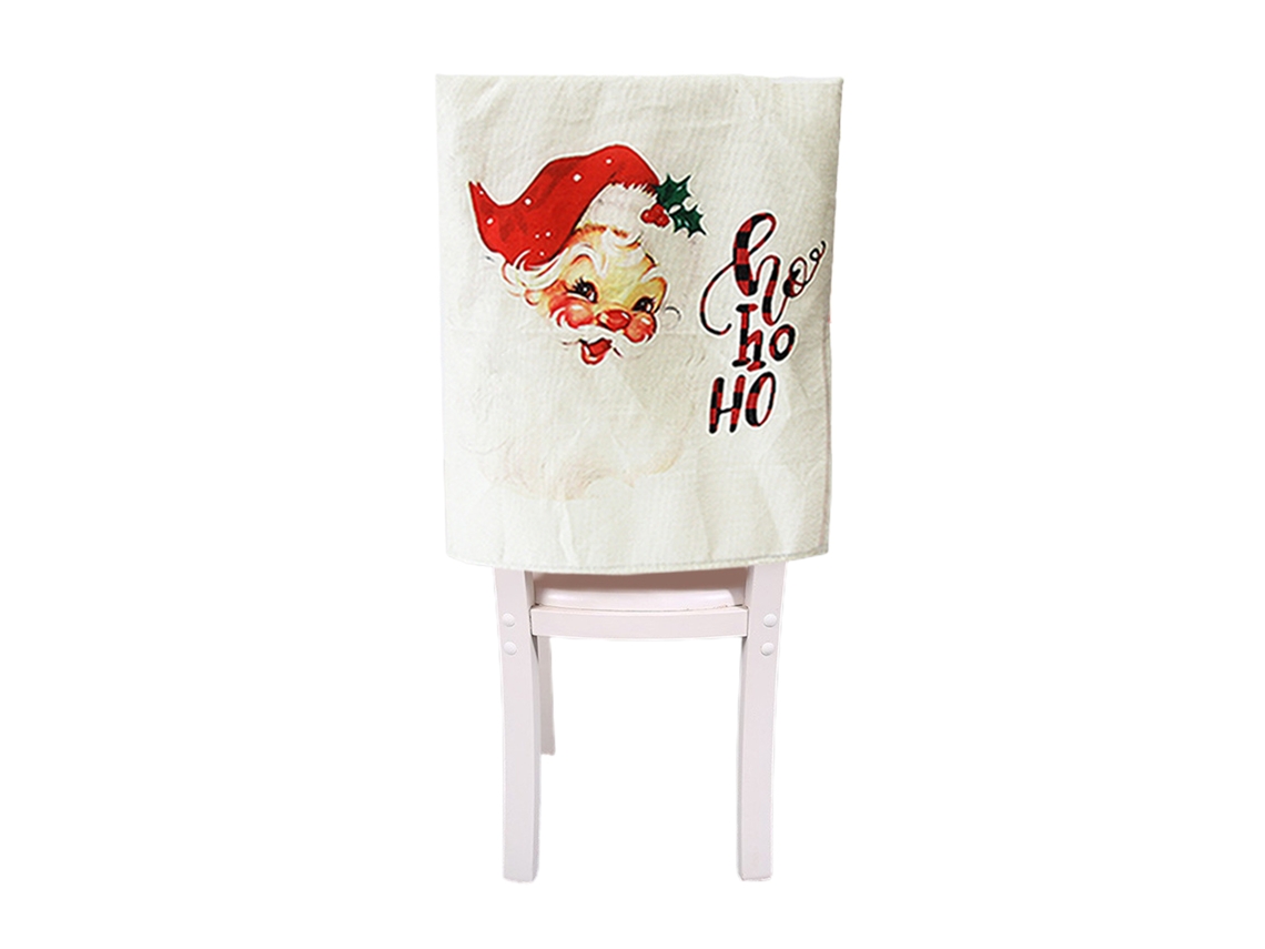 Funda de respaldo de silla de lino con bordado navideño