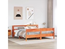 Cama Sin Colchón Madera Maciza De Pino Marrón Cera 200x200 Cm