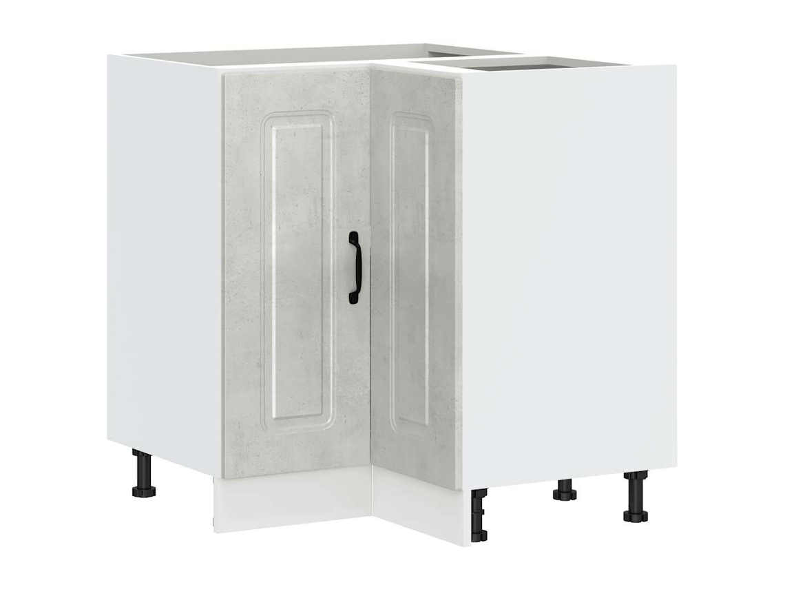 Mueble de cocina de esquina bajo en hormigón proyectado gris EXCLUSIVO DE LA CASA