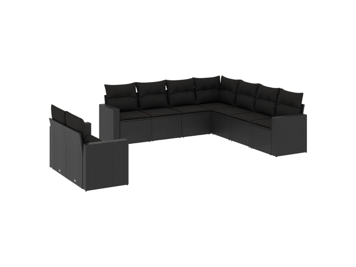 Maison Exclusive - Set De Sofás De Jardín 8 Piezas Y Cojines Ratán Sintético Negro