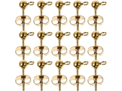 40 Piezas De Pendientes Redondos De Acero Inoxidable Dorado, Accesorios De Bricolaje Seguros Y Resistentes.