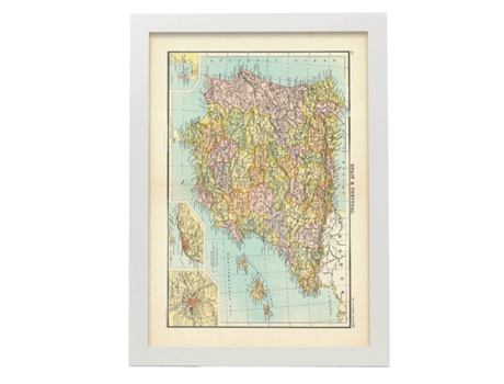 NACNIC Pósters Geográficos En Vintage Mapa De La Península Ibérica Ilustraciones De Antiguos Mapamundis En Tonos Sepia Tamaño A4 Con Marco Negro