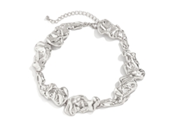 Collar De Joyería De Aleación Irregular, Estilo Moderno Con Cuentas Líquidas, Para Fiestas, Blanco K 6085