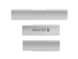 Tapas Laterales Para Sony Xperia Z1 Tapa Usb Tarjeta Sim Sd Color Blanco Plata
