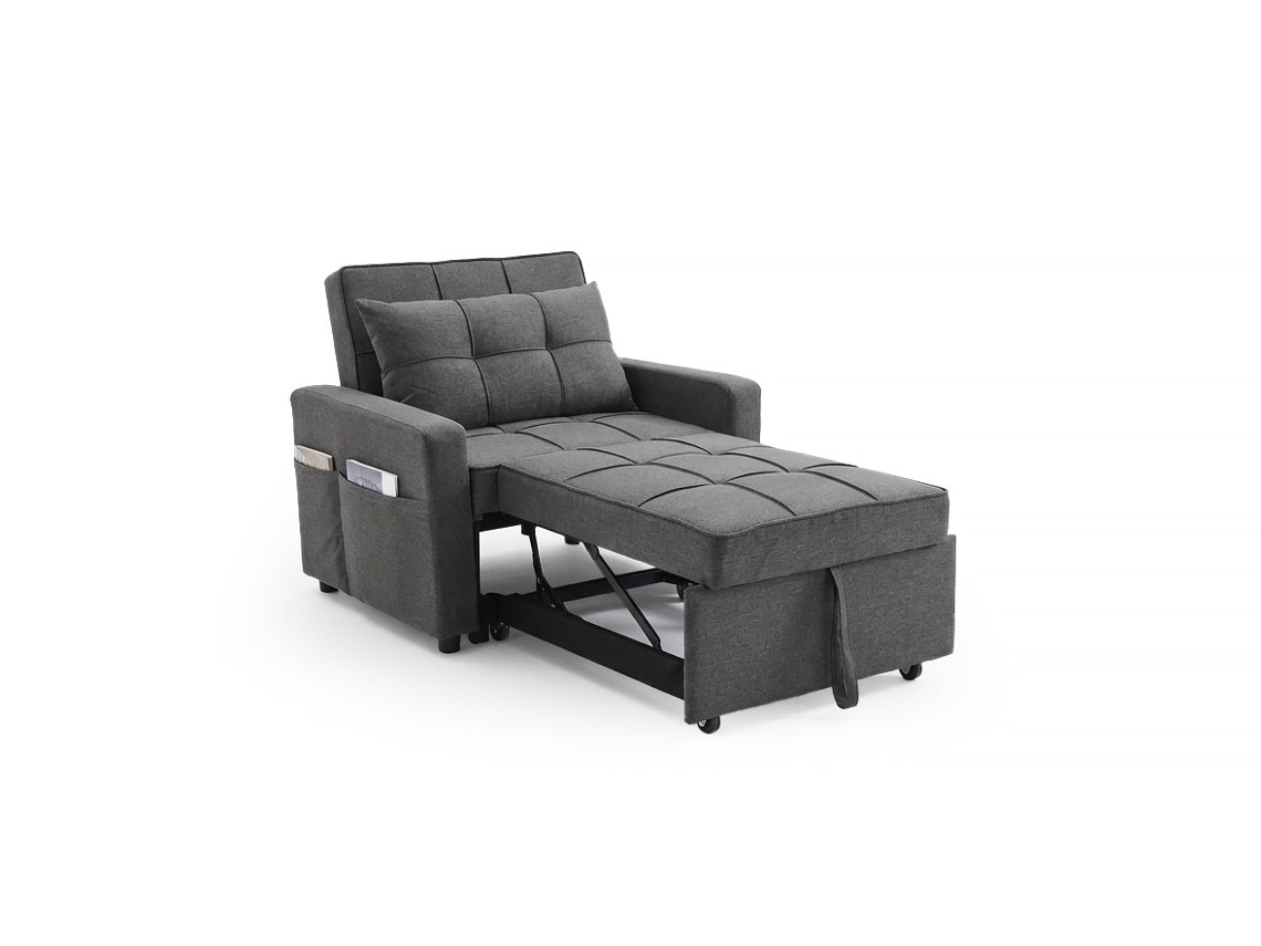 Sofá cama individual Pabs, 90 cm, gris.