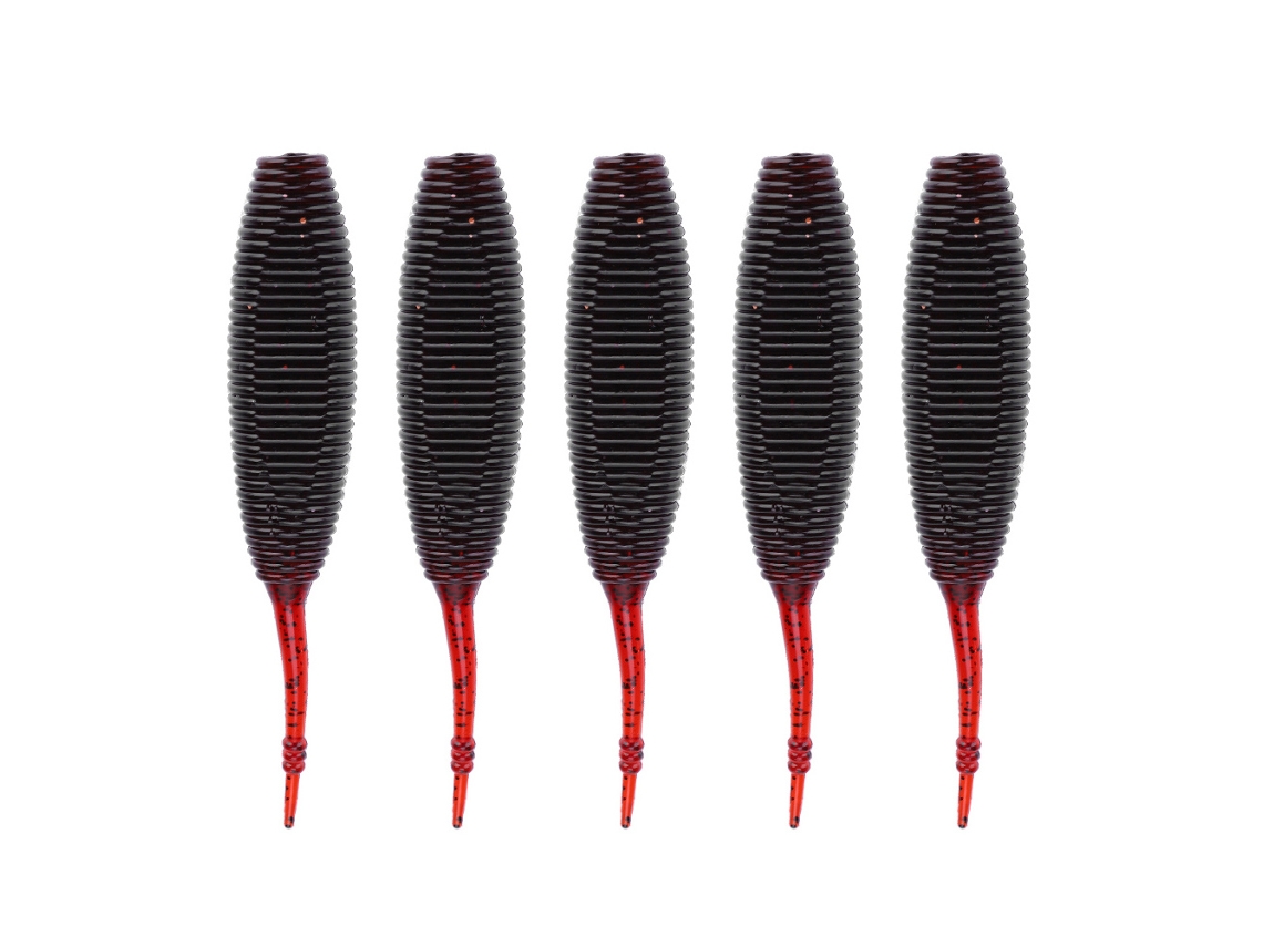 5 Piezas De Cebos De Pesca Lifelike Worm Soft Baits T Tail Swimbaits Set Marrón