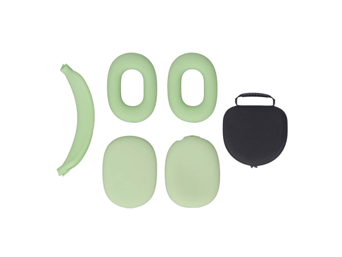Estuche Rígido Para Auriculares Con Cubierta De Silicona Y Bolsa De Viaje De Eva Verde.