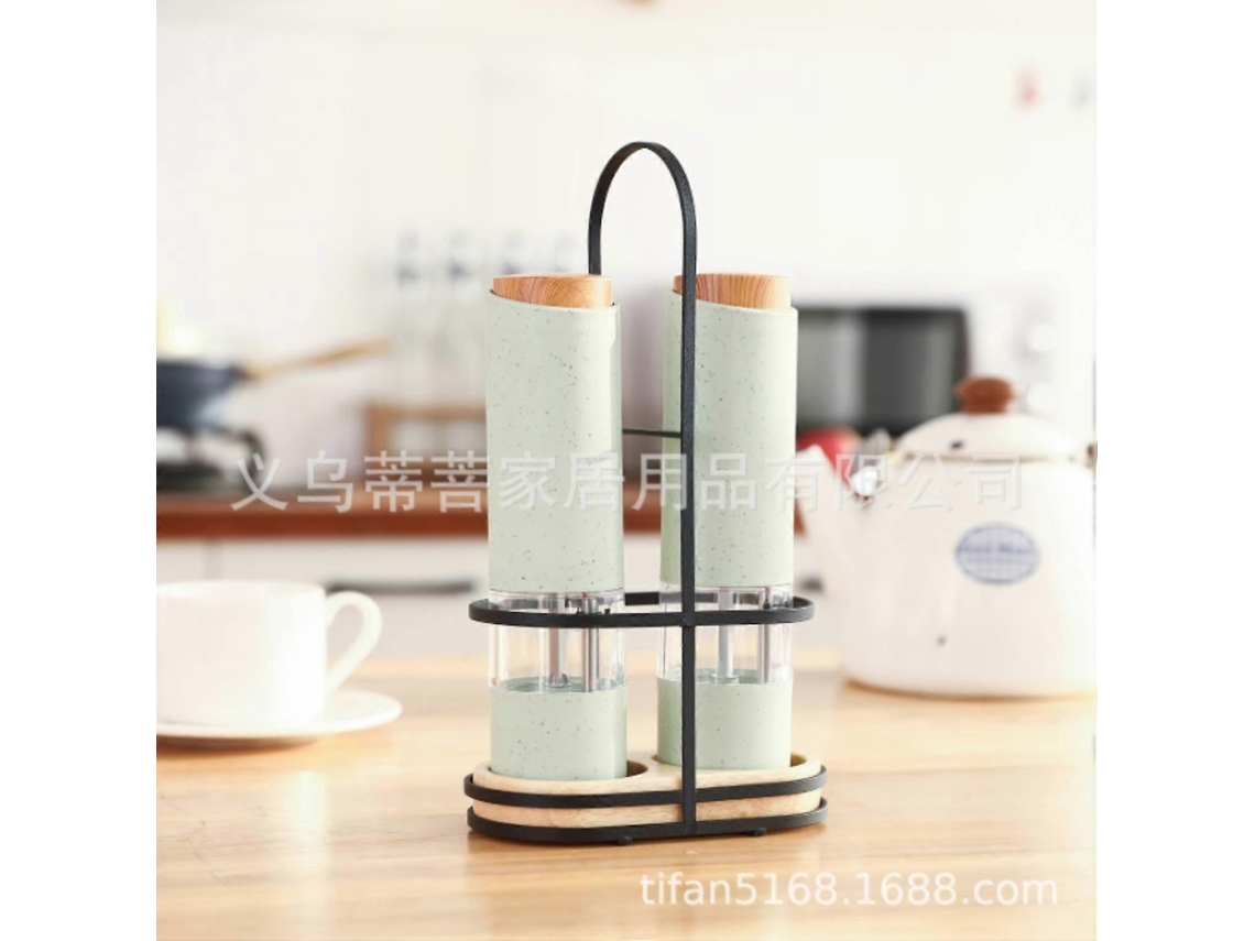 Juego de 2 molinillos eléctricos ajustables de sal y pimienta con soporte - Accesorios de cocina Rosewell