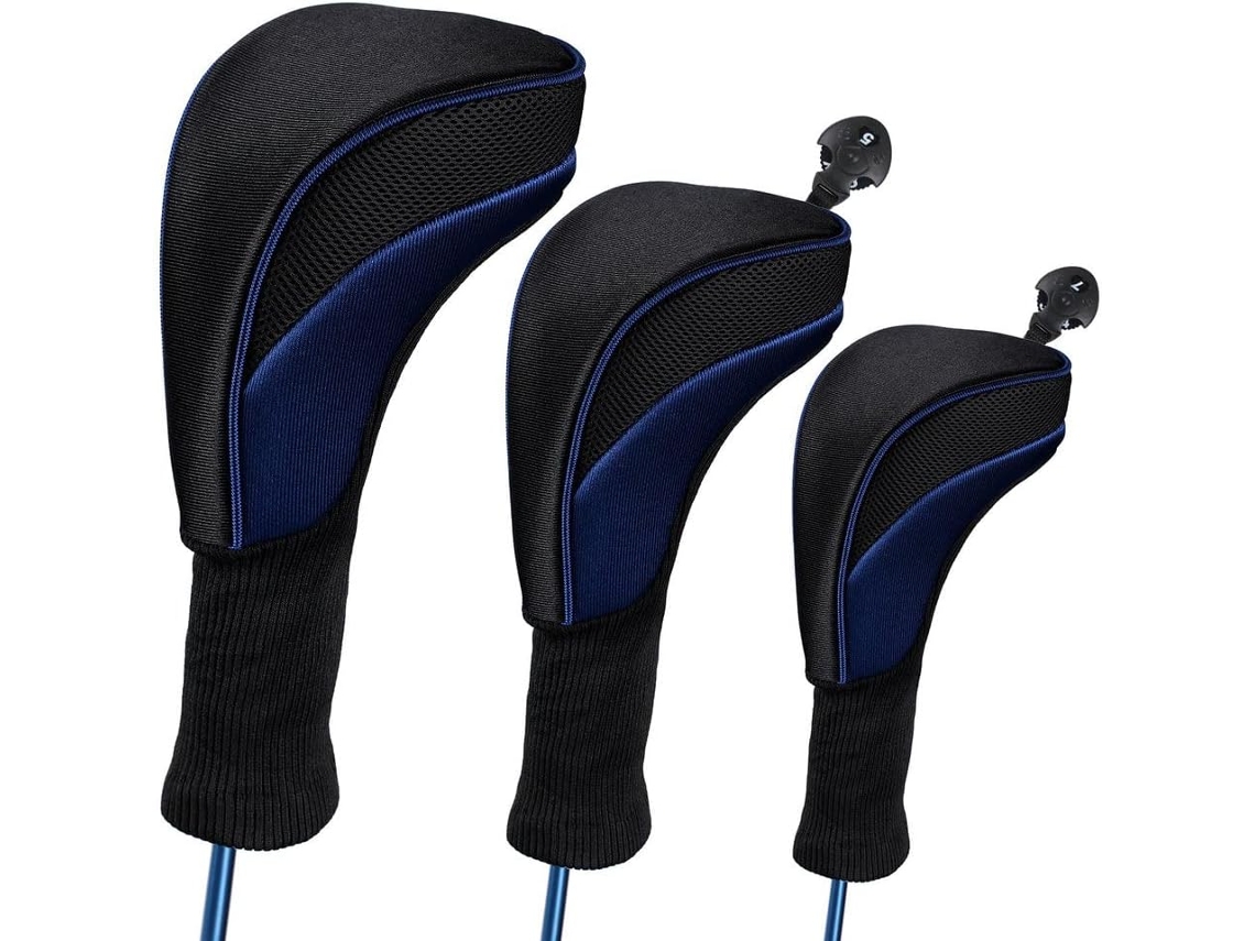 Fundas para palos de golf con cabezales intercambiables, 3 piezas, sin marca.