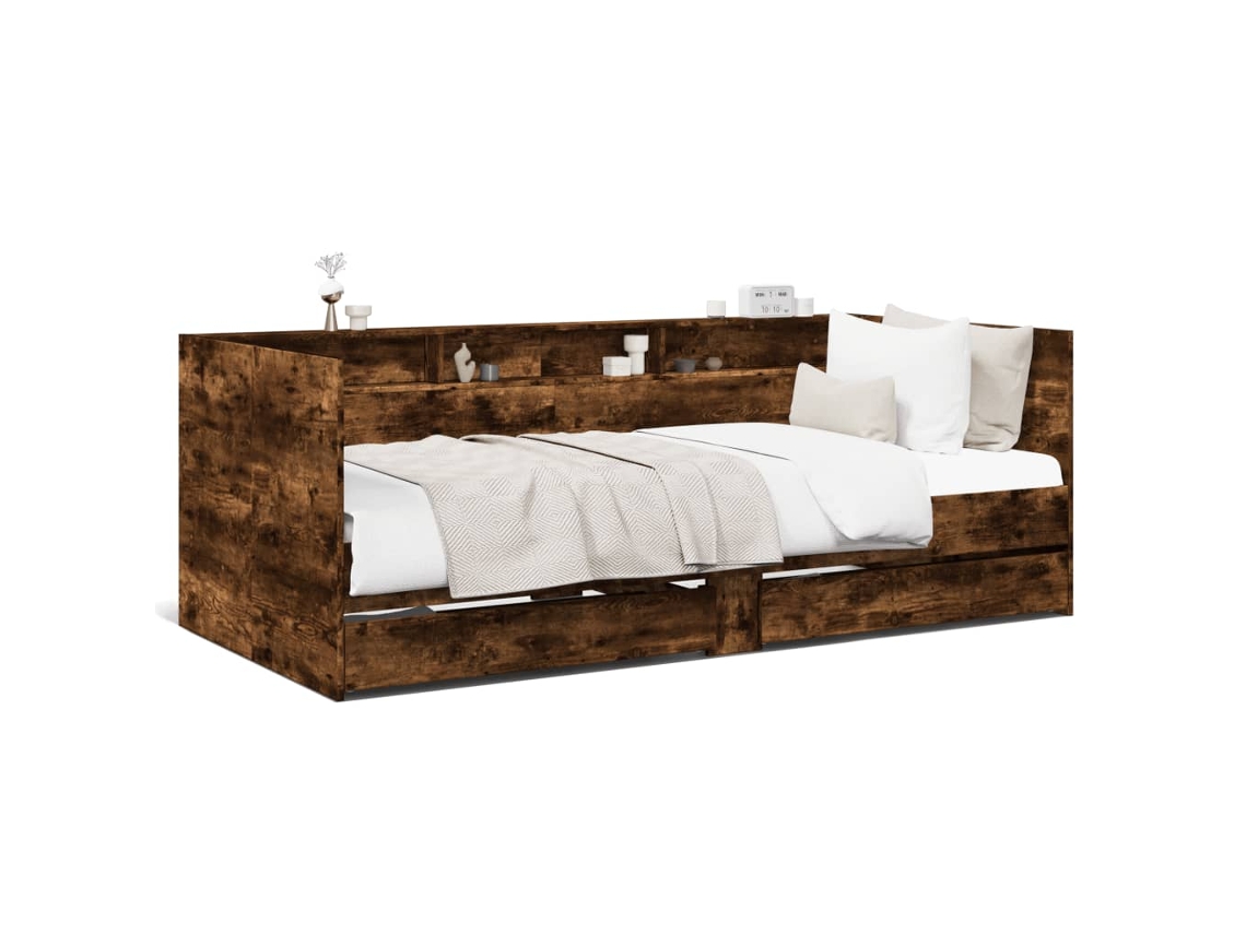 Maison Exclusive - Sofá Cama Con Cajones Sin Colchón Roble Ahumado 75x190 Cm