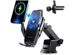 Cargador Carro Sem Mount Auto Clamping Smart Sensor Qi Carregamento Rápido Pára Brisa Frontal YIZHOOD Negro
