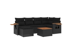 Maison Exclusive - Set De Comedor De Jardín 7 Pzas Y Cojines Ratán Sintético Negro