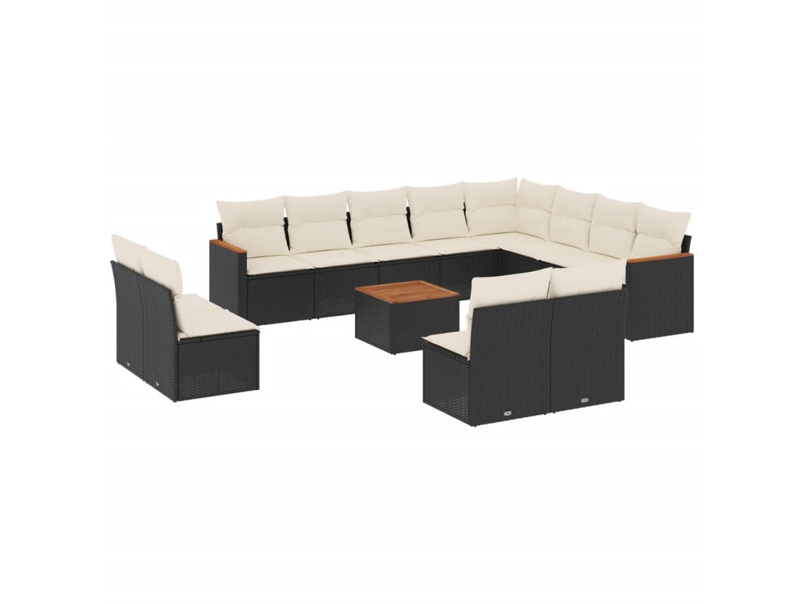 Maison Exclusive - Set De Sofás De Jardín Y Cojines 13 Pzas Ratán Sintético Negro