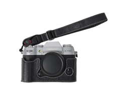 Estuche protector de piel de vaca auténtica con gran apertura y correa para la muñeca compatible con la cámara Fujifilm X T50 Facpoet