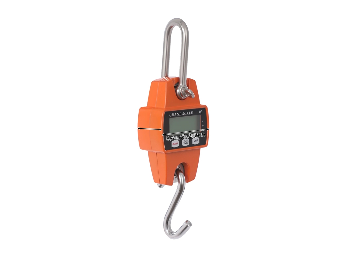 Balanza digital para grúa, alta precisión, uso versátil, color naranja.